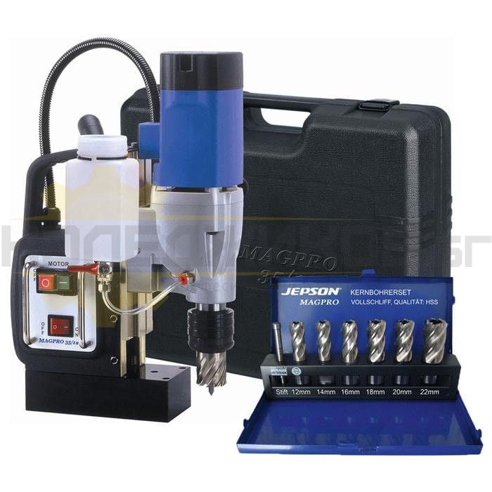 Бормашина за ядково пробиване с магнитна стойка JEPSON MAGPRO 35 set - 1 - Koledzhikov.bg Бормашина за ядково пробиване с магнитна стойка JEPSON MAGPRO 35 set - 1