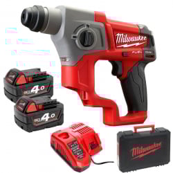 Акумулаторен перфоратор SDS-plus MILWAUKEE M18BH-402C, 18V, 2x4 Ah, 1.2 J, 7000 уд/мин., 1300 об/мин - Koledzhikov.bg Акумулаторен перфоратор SDS-plus MILWAUKEE M18BH-402C, 18V, 2x4 Ah, 1.2 J, 7000 уд/мин., 1300 об/мин